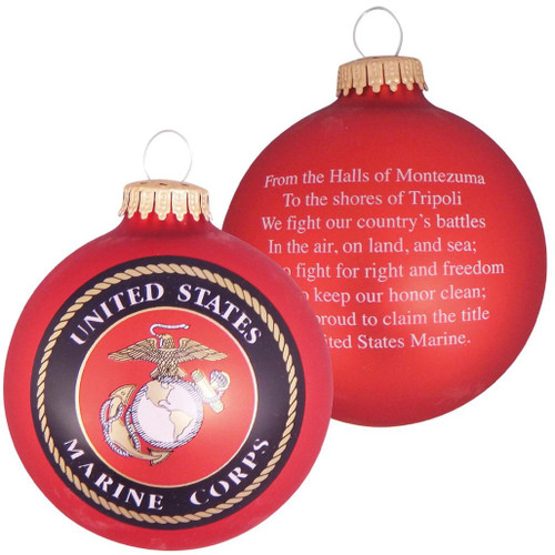 US Marine Corps Logo And Hymn Glass Ornament