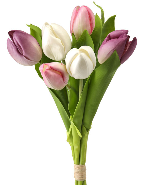 Eve Mixed Dutch Tulips Pink White Purple 19"
