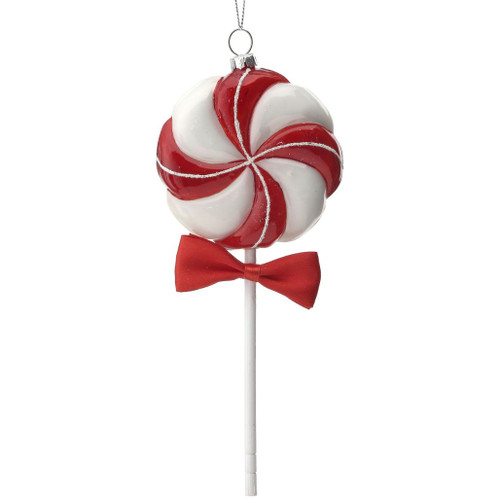 Glass Peppermint Lollipop Ornament