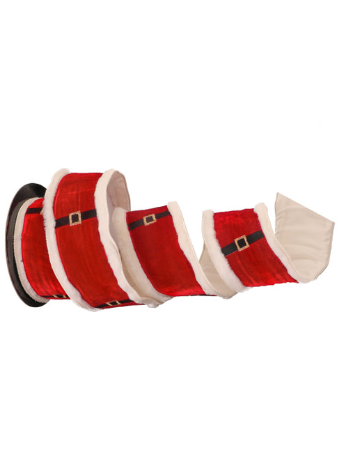 Velvet Fur Edge Santa Belt Ribbon
