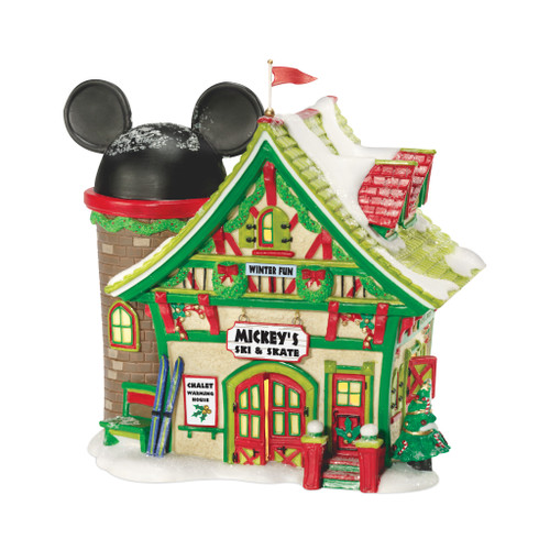 Department 56 - Disney Village Mickey's Ski Chalet Lit House, 6.5 inch