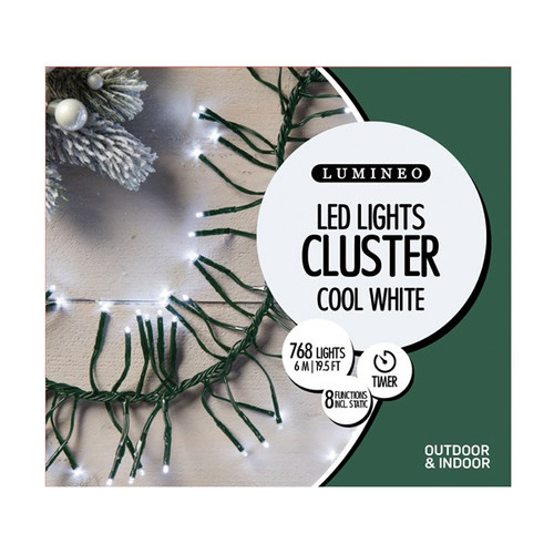 Lumineo Cool White Cluster String Lights - 768 LED Lights - 20 Feet Long (070134)