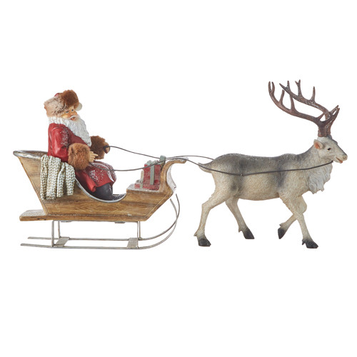 30" Reindeer Pulling Santa's Sleigh Figurine
