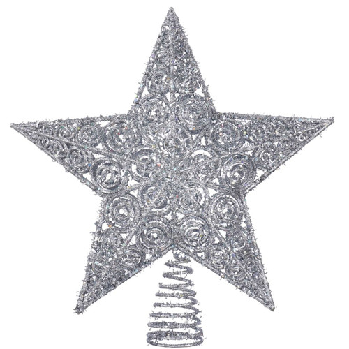 Metal Silver Glitter Star Tree Topper