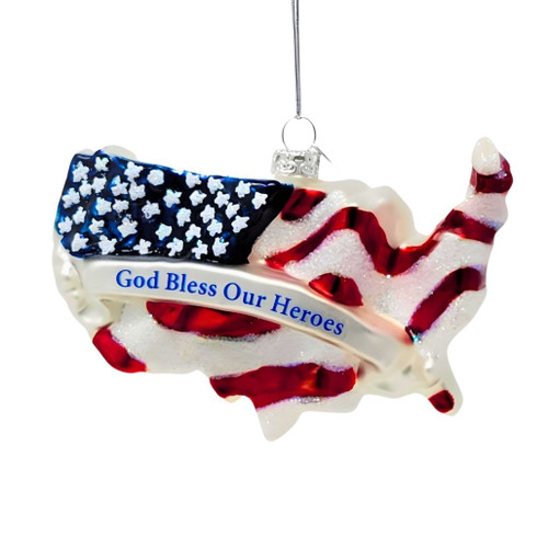 Noble Gems God Bless Our Heroes Glass Ornament