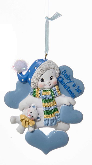 Blue Baby's 1st Christmas Snowman Ornament