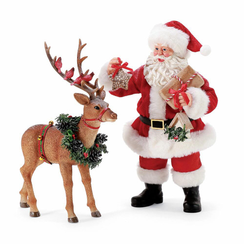 Christmas Traditions Santa Reindeer and Friends Figurine Set
