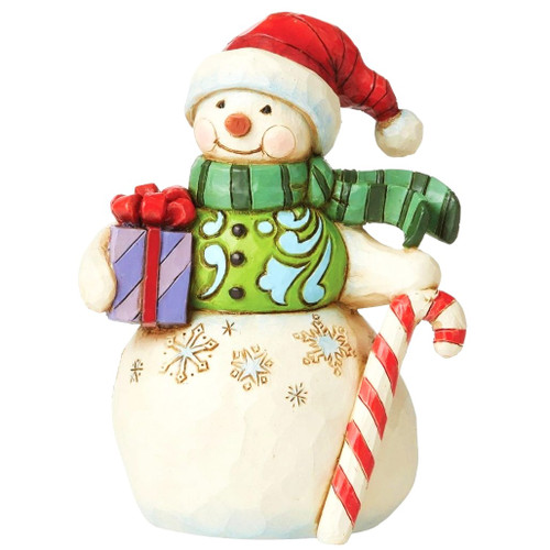 Jim Shore - Heartwood Creek - Snowman Gift And Candy Cane Mini