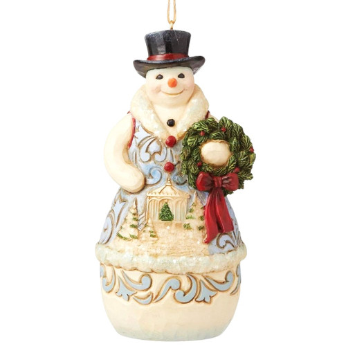 Jim Shore - Heartwood Creek - Victorian Snowman With Wreath Ornament