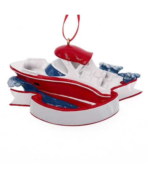 Nautical Speed Boat Ornament For Personalization
