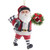 Gingham Holiday Santa With Wreath Ornament