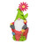 Gnome Sitting In A Flower Pot Holding A Red Flower
