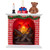 Battery-Operated Red Brick Fireplace with Light Ornament
