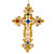 White and Gold Jeweled Cross Ornament with Large Blue Jewel at The Centre
