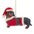 Black and Tan Daschund With Plaid Coat and Santa Hat Ornament