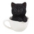 Black Kitten In Tea Cup Figurine