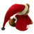 Cheerful Teddy in Striped Sweater & Santa Hat Sitter - 16in Plush Decor