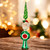 Glass Retro Santa Tree Top Finial - Green