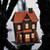 LED Halloween Glitter House Ornament with Bat