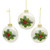 Glass Cardinal With Holly Set Of 3 Ornaments