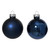 Set of 6 Night Blue Matte And Shiny Glass Ball Ornaments