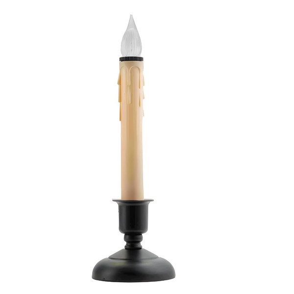 10'' Natural LED Window Candle with Black base