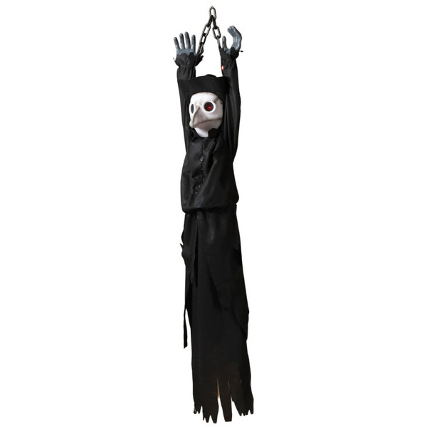 53" Lit Animated Hanging Plague Doctor