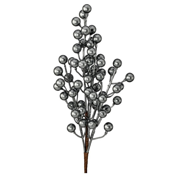 14" Metallic Silver Berry Christmas Tree Pick
