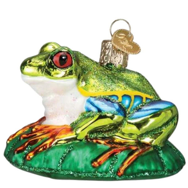 2.75" Red-eyed Tree Frog Glass Ornament
