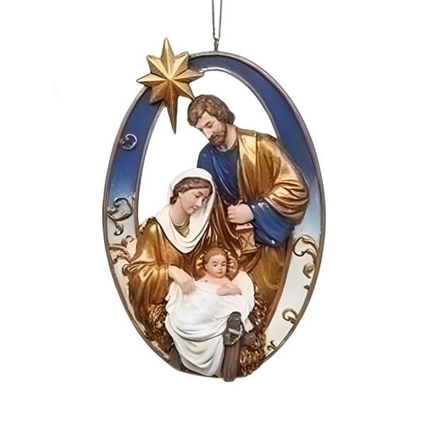 5.5" Roman - Holy Family Ornament With Joseph Staring Down At Mary And The Baby Jesus