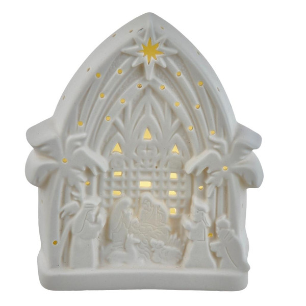 Battery Operated Porcelain Light-Up Nativity
