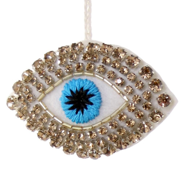 Cody Foster & Co - Gold Jeweled Eye Blown Glass Ornament
