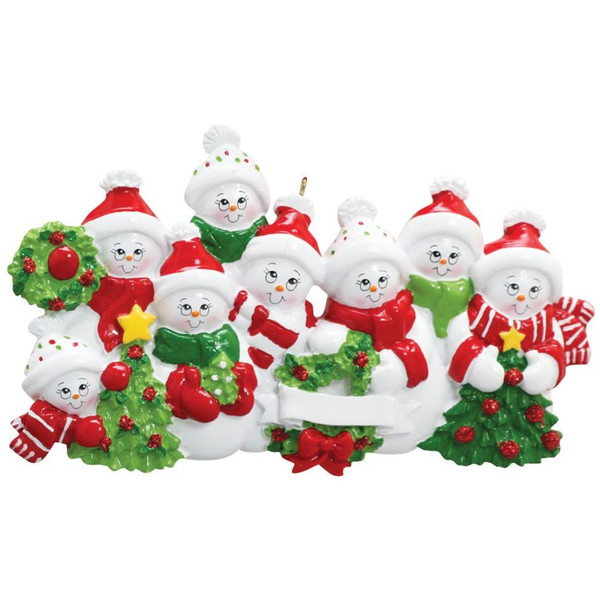 Personalized Snow Family of 8 Ornament