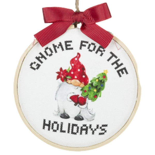 Embroided Ornament - Gnome for The Holidays
