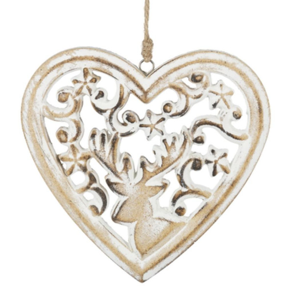 Carved Christmas Heart Ornament