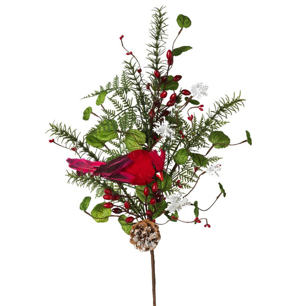Holiday Cardinal Pine Pick