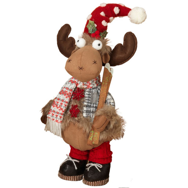 Plush Holiday Moose Wearing Red Hat 