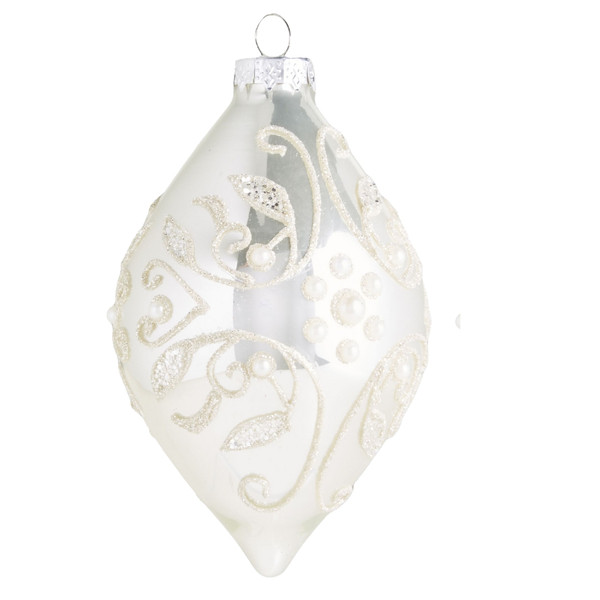 5.5" Silver Embellished Tear Drop Ornament
