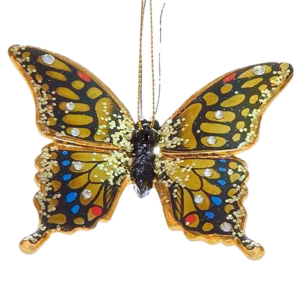 Yellow Glittered Butterfly Ornament
