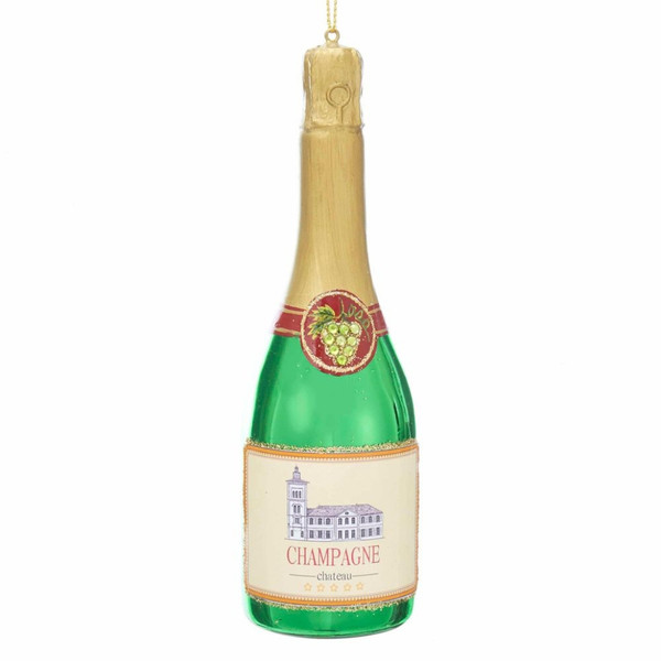 Champagne Bottle Glass Ornament
