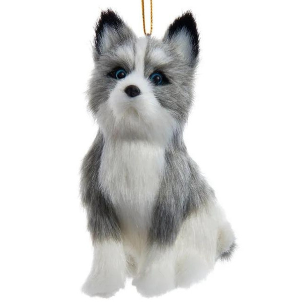 Furry Husky Dog Ornament
