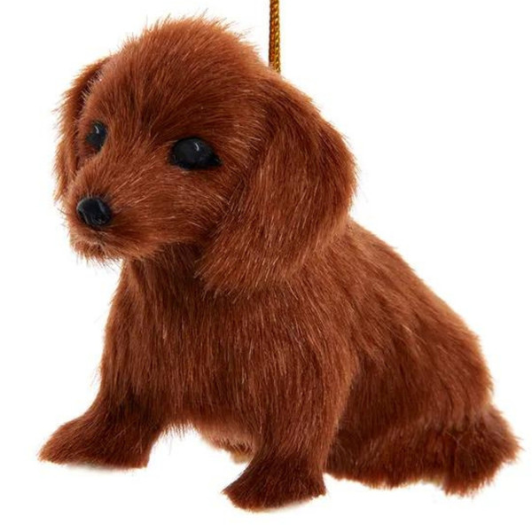 Furry Brown Dachshund Dog Ornament
