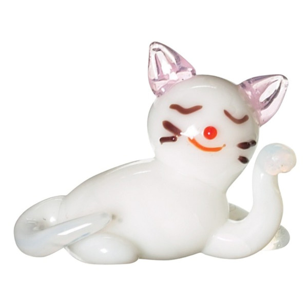 Miniature Glass Cat Figurine

