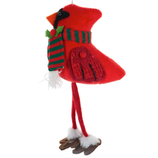 Cardinal Wearing Dark Green And Red Scarf Shelfsitter