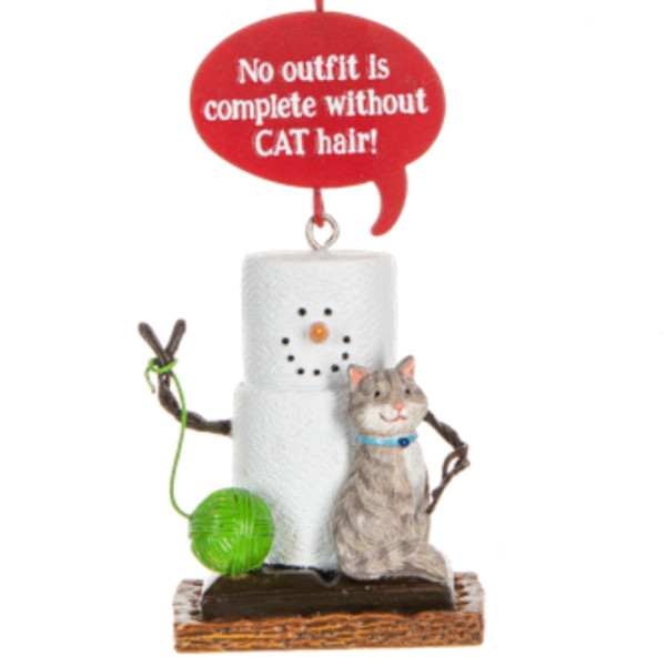 S'More with A Cat and A Green Knitting Ball Ornament
