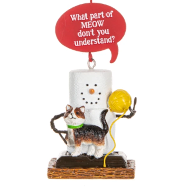 S'More with A Cat and A Yellow Knitting Ball Ornament
