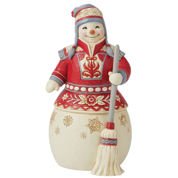 Jim Shore - Heartwood Creek - Nordic Noel Snowman With Broom Figurine