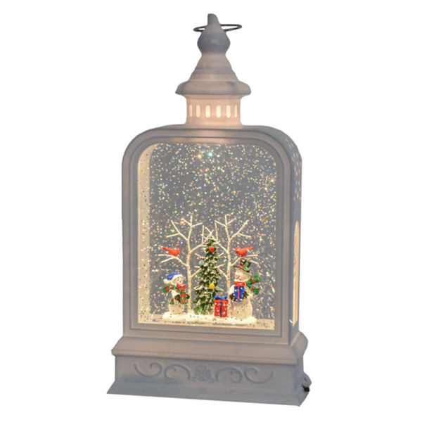 LED Light Up Shimmer Snowman Scene Lantern