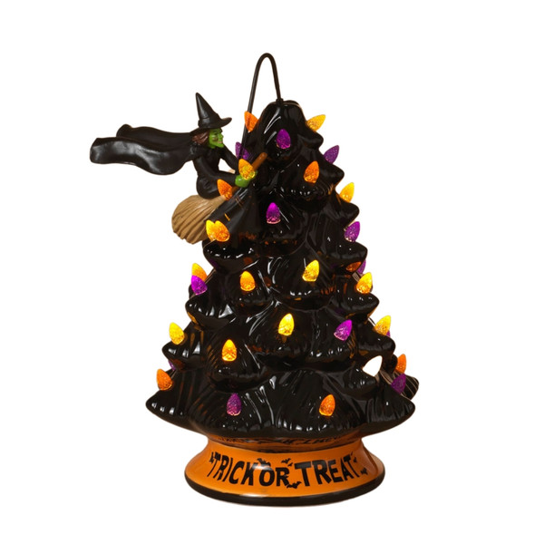 Light Up Halloween Tree with Witch