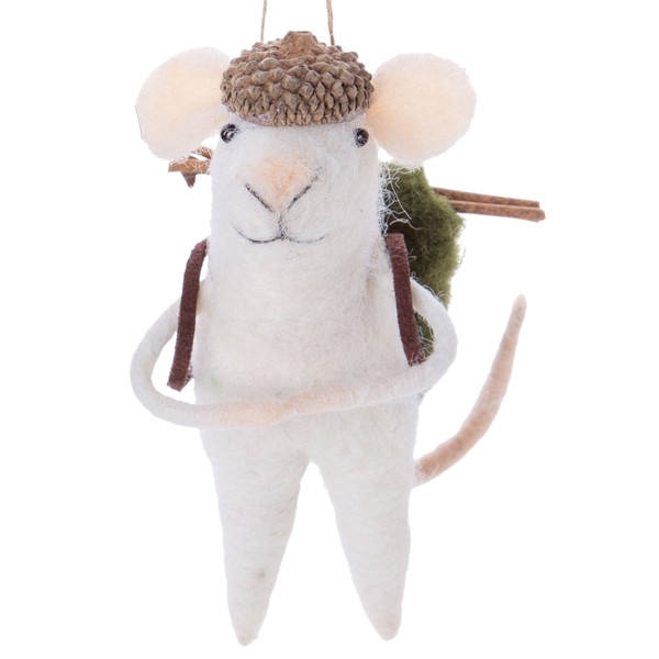 Hiking Mice with Backpack Ornament